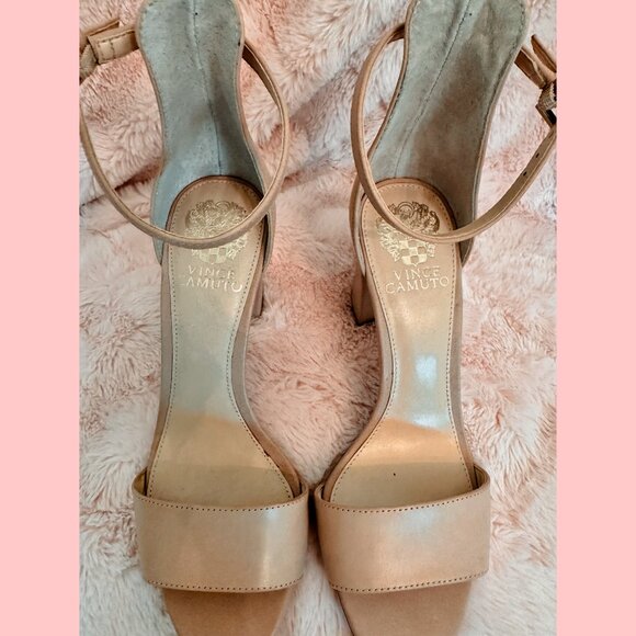Vince Camuto Malissa Open Toe Ankle Strap Heels Nude Size - Picture 3 of 5